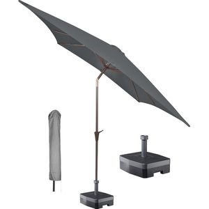 Kopu® vierkante parasol Malaga 200x200 cm met hoes en voet - Grey