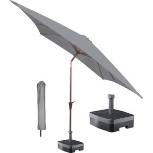 Kopu® vierkante parasol Malaga 200x200 cm met hoes en voet - Light Grey