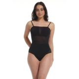 Body met tule Sheer & Sexy MAGIC BODYFASHION. Polyamide materiaal. Maten XL. Zwart kleur