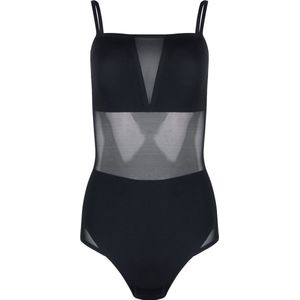 Body met tule Sheer & Sexy MAGIC BODYFASHION. Polyamide materiaal. Maten XXL. Zwart kleur