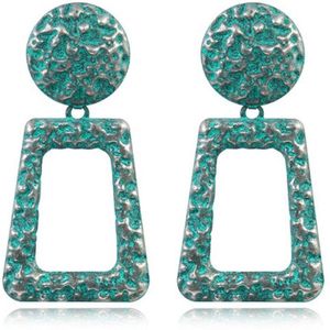 Dames oorbellen of oorhangers groen rond en rechthoekig