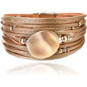 Goudkleurige multilayer dames armband met kralen