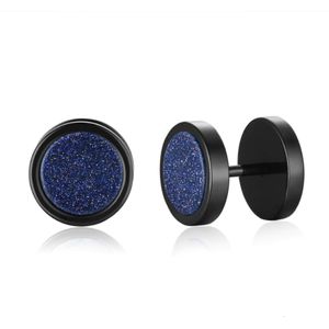 Heren oorbellen Zwart Mendes Edelstaal Gravel Blauw