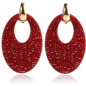 Ovale Dames Oorbellen Cilla Jewels Bordeaux Goudkleurig 5.5 X 3.2cm