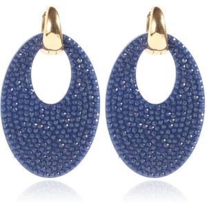 Ovale Dames Oorbellen Cilla Jewels Blauw Goudkleurig 5.5 X 3.2cm