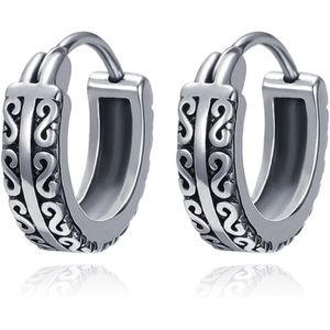 PARYFO Viking Creolen Oorbellen voor Mannen Vrouwen 925 Sterling Zilver Wolf/Rune/Ankh/Keltisch/Kruis/Berg Oorbellen Viking Sieraden Geschenken, Sterling Zilver, 15mm x 16mm, Sterling zilver, Geen