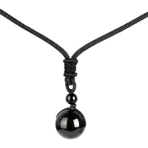 Tom Jaxon - Ketting - Leren - Zwart - Obsidiaan Hanger