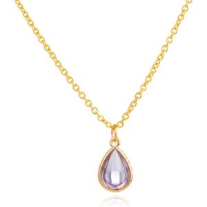 Verstelbare Ketting met Lila en Goudkleurige Waterdruppel Hanger