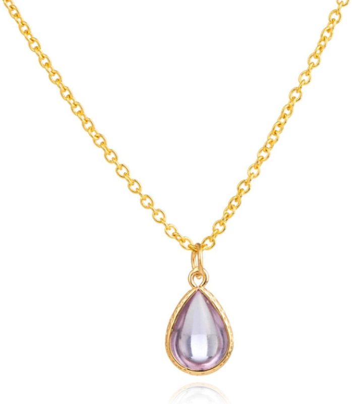 Ketting - Goudkleurig - Acryl - Lila - Verstelbaar 60 + 6 cm