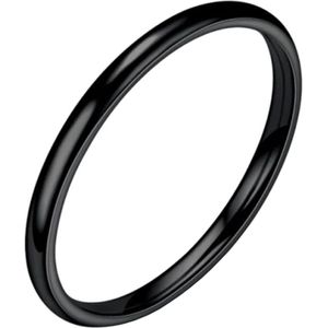 LGT Jewels - Smalle Stalen Ring - Zwart - Edelstaal - 2mm Breed
