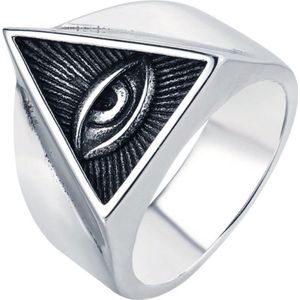 Mendes herenring Edelstaal Zilverkleurig Oog van Horus-21mm