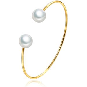 Goudkleurige Dames Armband Bangle met Imitatie Parel