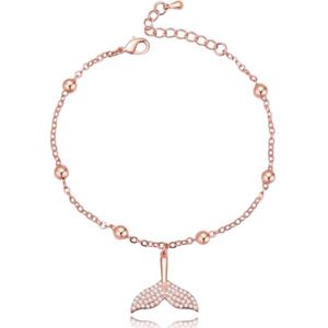 Rose - Damesarmband - Verstelbaar - Rosegoud Verguld Koper - Walvis Vin met Zirkonia