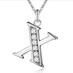 Zilverkleurige Letter X Dames Ketting met Zirkonia