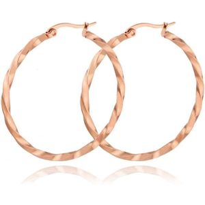 Dames Oorbellen Ringen Rose kleurig Gedraaid Edelstaal - 40mm
