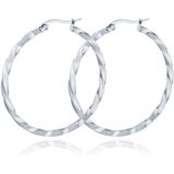 Dames Oorbellen Ringen Zilver kleurig Gedraaid Edelstaal - 40mm