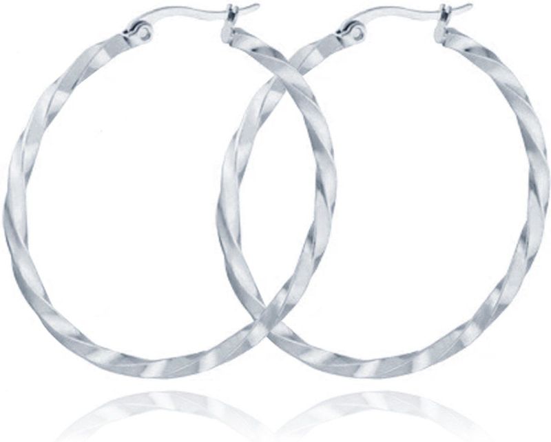 Dames Oorbellen Ringen Zilver kleurig Gedraaid Edelstaal - 40mm