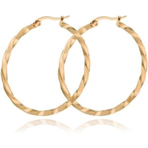 Dames Oorbellen Ringen Goudkleurig Gedraaid Edelstaal- 50mm