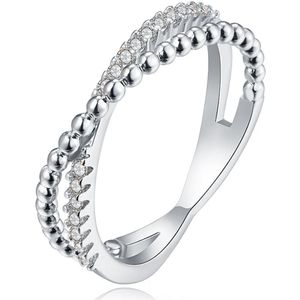 Dames Ring Verzilverd met Zirkonia-19mm