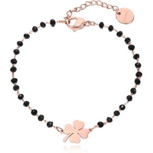 Cilla - Armband - Zwart - Kristal - Rosegoudkleurig - Verstelbaar