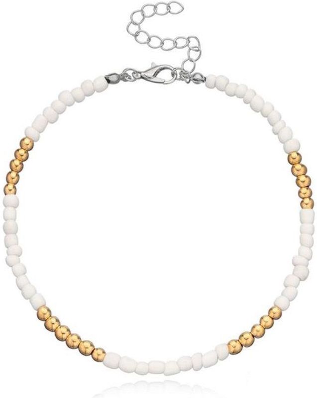 LGT JWLS - Enkelbandje - Wit - Goudkleurig - Kralen