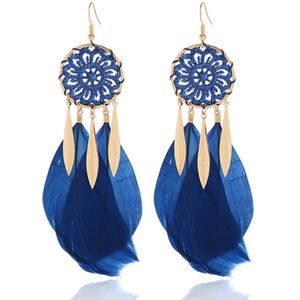 Deja Jewels - Oorbellen - Blauw - Metaal en Veren - Cirkelvormig