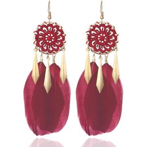 Deja Jewels - Dromenvanger Oorbellen - Rood - Metalen Hangertjes - Lichtgewicht