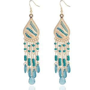 Deja Druppelvormige Tassel Oorbellen - Kristal Groen