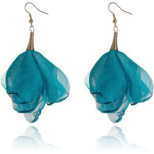 LGT JWLS - Oorbellen - Turquoise - Textiel - Grote Kwast