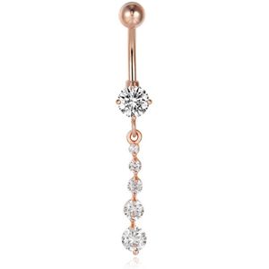 Cilla Jewels - Navelpiercing - Rosé Goud - Edelstaal - 5 Beweegbare Zirkonia
