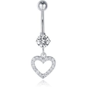 Cilla Jewels - Navelpiercing - Titanium - Zirkonia - Hangertje met Strass