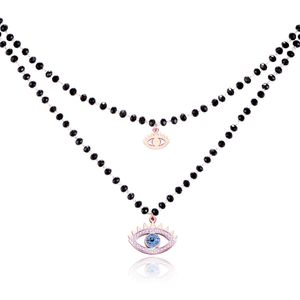 Cilla Jewels - Dubbel Laags Ketting - Blue Eye - Rosegoudkleurig - Roestvrijstaal