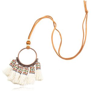 Deja Boho Tassel Ketting - Wit