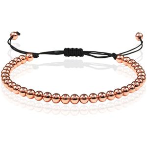 Macrame - Armband - Rose Goudkleurige Kralen - 5mm - Metaallegering
