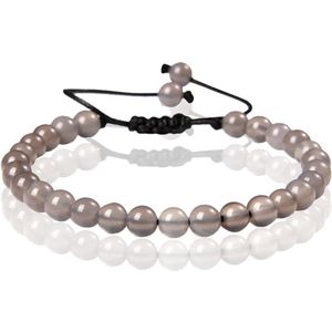Memphis No.2 Natuursteen Armband Dames - 6mm Grijze Agaat