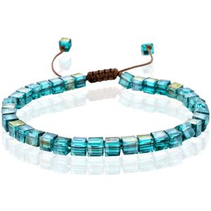 Memphis Bohemia Kralen Armband - 4mm Kristal Glas Turquoise
