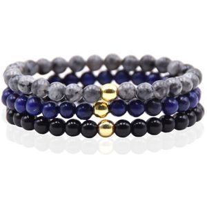 Memphis Stacked Kralen Armbanden set - 6mm Dark