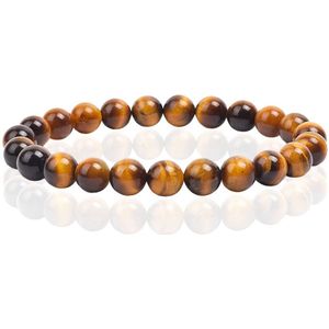 Natuursteen Armband met 8mm Kralen Memphis - Tiger Eye