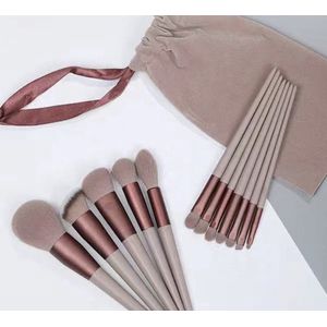 Without Lemons - Make up Borstel - Kwasten - Set van 13 - Brushes - Bruin/donkerroze - Vegan