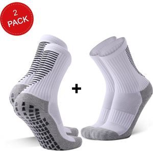 MyStand® Gripsokken Voetbal Unisex duo pack - Wit + Wit (2 paar) - One Size