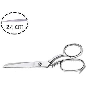 Professionele Kleermakersschaar - Stofschaar Zilver-  StofSchaar 24 CM - Duurzaam Stoffenschaar / Stofschaar - Geschikt voor Stof / denim / Leer / Schaar Kartels  - Coupeuseschaar kledingschaar -