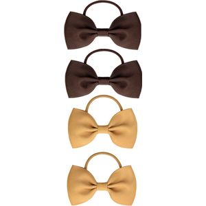 Basic haarelastiekjes met strik  - ""little Choco"" Chocolade & Mocca bruin - baby haaraccessoires - baby haarspeldjes - baby haarelastiekjes - baby haarclips