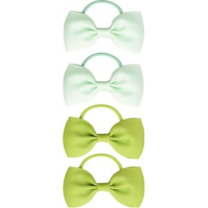 Basic haarelastiekjes met strik - 4 stuks - groene kleuren - ""baby green"" haaraccessoires - baby haarspeldjes - baby haarelastiekjes - baby haarclips