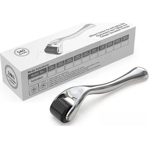 Dermarolling - Titanium Dermaroller - Premium Silver - 0.5mm - Inclusief Beschermkap en Opbergdoosje