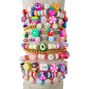 Principessa Katsuki, Polymeer en acrylkralenmix met rol elastiek – Smileys, Avocado’s, Fruit, Snoep en IJs – Regenboogkleuren – 4, 7 en 10mm