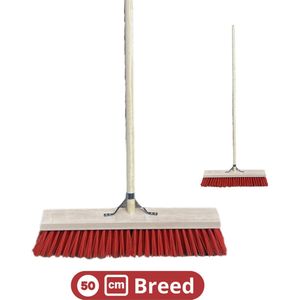 Synx Tools bezem Nylon Straatbezem 50cm - Bezem- Veger - Stadsbezem - Buitenbezem - Tuinartikelen - Bezem met steel 150cm - Buiten bezems - veger - Schoonmaken