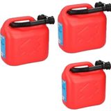 Jerrycan - 3x 10L - Rood - Plastic - Met Schenktuit