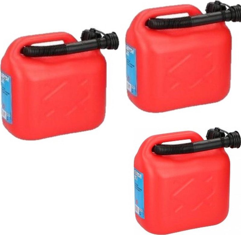 Jerrycan - 3x 10L - Rood - Plastic - Met Schenktuit