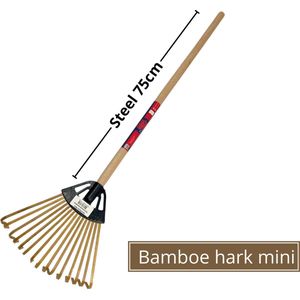 Synx Tools Gazonhark Bamboehark mini - Bladhark - Bodembewerkers - Harken - Gazon 180x220mm mm - Incl. Steel 75 cm