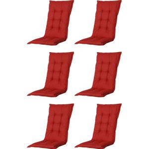 Madison - Tuinkussen - Universeel - Lage Rug - 6 st. - Basic Red - 105x50cm - Rood - Tuinstoelkussens - Standenstoel